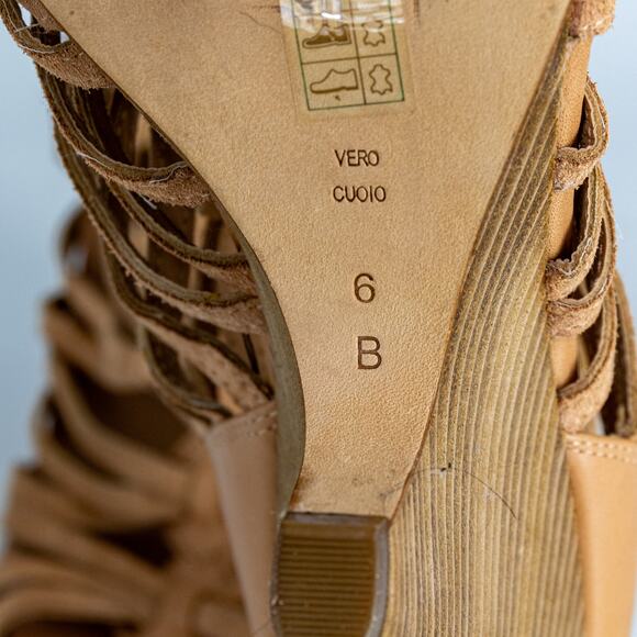 Belle Sigerson Morrison Wedge Sandals Tan Leather Gladiator US 6 EUC - Picture 11 of 14